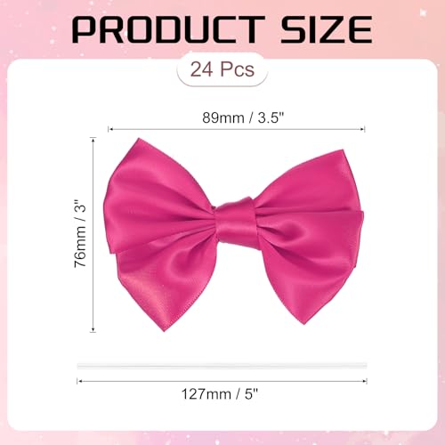 24 Stuks Cadeauverpakking Ribbon Bows 3,5 Inch Satin Ribbon Bow met Twist Sticks voor ambachten, Treat Bag, Bruidsdouche, Thanksgiving bruiloft decoratie, Rose Red