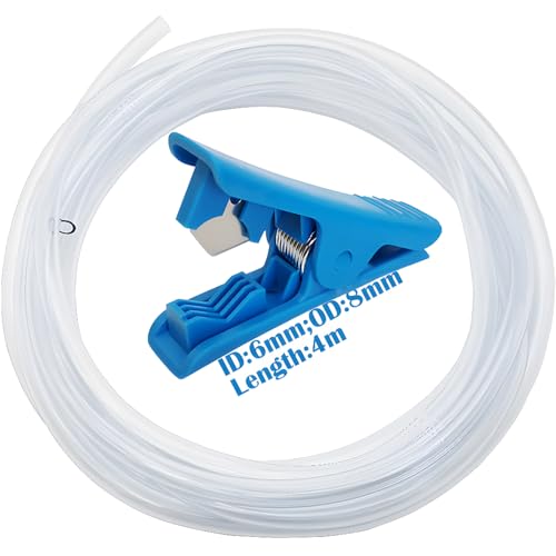 PVC slang, transparante slang, 6mm diameter x 8mm, OD, 4m slang, flexibel, met 1 stuk buissnijder