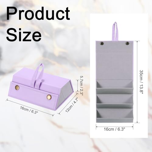 Zonnebril Organisator voor Reizen, Opvouwbare Zonnebrillen Houder met 3 Slots, Lederen Zonnebril Opslag Organisator, Draagbaar voor Meerdere glazen Organisatie, Paars, Paars, 6.3 x 4.7 x 2.3Inch