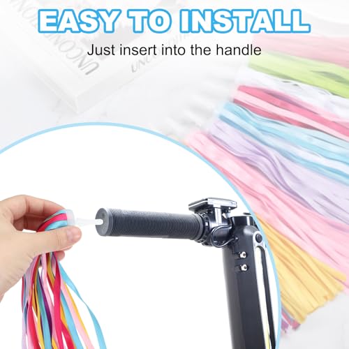 Bike Streamers, 2 Set Kleurrijke Scooter Handlebar Tassels Handgrepen Libbon Accessoires Decoraties voor meisjes fiets driewielers, blauw wit / kleurrijk 4