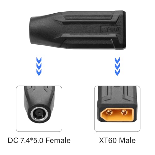 2 Pack XT60 naar DC7450 Adapter XT60 naar DC 7.4mm X 5mm Draadloos voor TS100 Soldeerijzer, FPV Monitor voeding, drone (XT-007)