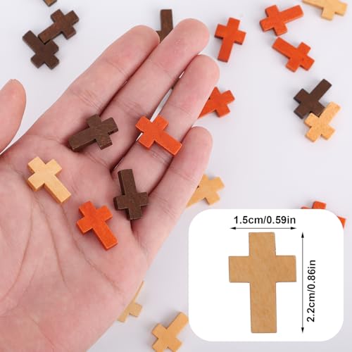 60st Kleine Houten Kruisen, 3 Kleuren Gebed Kruis Hanger Pocket Grootte voor Christian Cadeau Handgemaakte Ambachten Pasen vullen