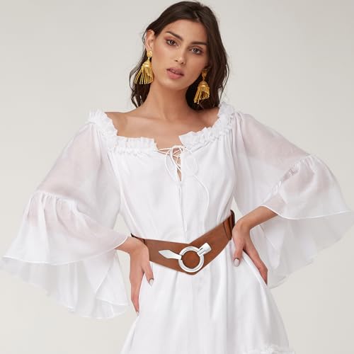 Vintage brede elastische riem voor vrouwen, PU leder Stretchy Taist Belt Retro Cinch Riem verstelbare band voor jurken