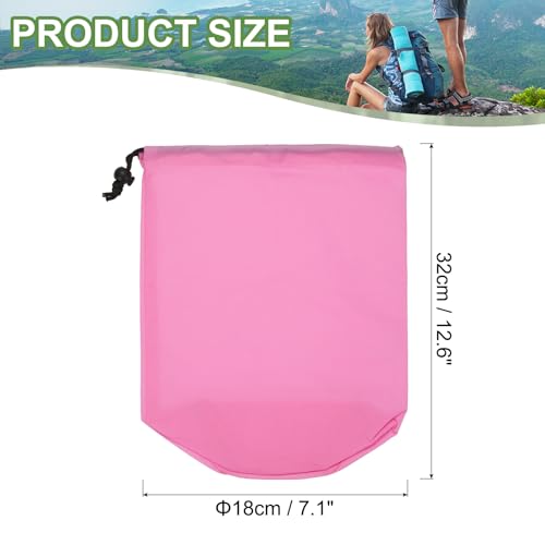 Stuff Sack, 7 x 13 Inch Waterdichte Outdoor Opbergzak Draagbaar Koordstof Valve Bag Lichtgewicht slaapzak voor Camping Wandelen Rugzak, Roze