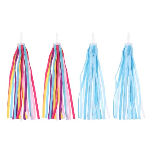 Bike Streamers, 2 Set Kleurrijke Scooter Handlebar Tassels Handgrepen Libbon Accessoires Decoraties voor meisjes fiets driewielers, blauw wit / kleurrijk
