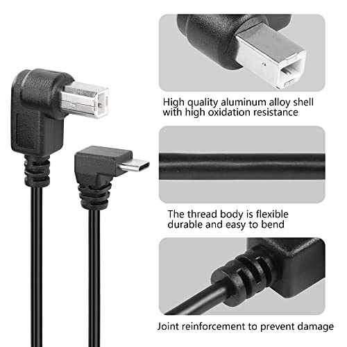 2st USB B naar USB-C Printerkabel, USB 2.0 Type-C naar Type-C Kabel Compatibel met Printer, MIDI Controller, MIDI Keyboard en meer (Type B (Rechts)) 5