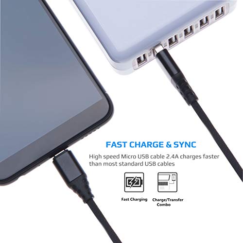 Micro USB Kabel Fast Charging Fast Charging Braided Charger Compatibel met Anker SoundCore/Mini / 2, Anker Ultra Pocket, Anker MP141/A7908/A3143 Premium, Anker Powercore 15600 0,25m/0,8ft) 5