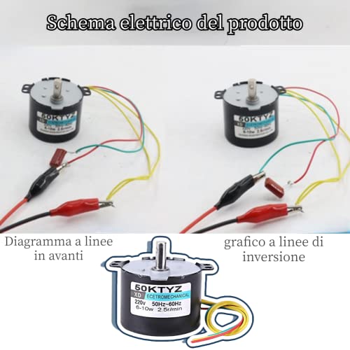50KTYZ AC 220V 10W 0.5A Small Electric Low Speed Permanente Magneet Synchroon Motor CW/CCW 2.5/20RPM High Torque Metal Gereed voor Rotisserie Turntable(2,5 bochten) 3