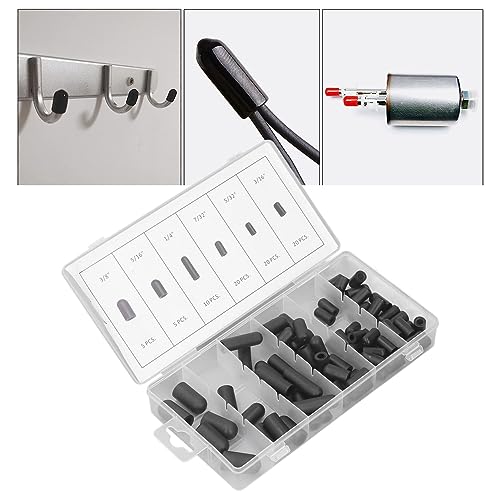 80 stuks Vacuüm Hoed Plug Assortiment Kit Rubber Leakage Prevention Heat Resistant with A Storage Box 5/32in to 3/8in Black 4