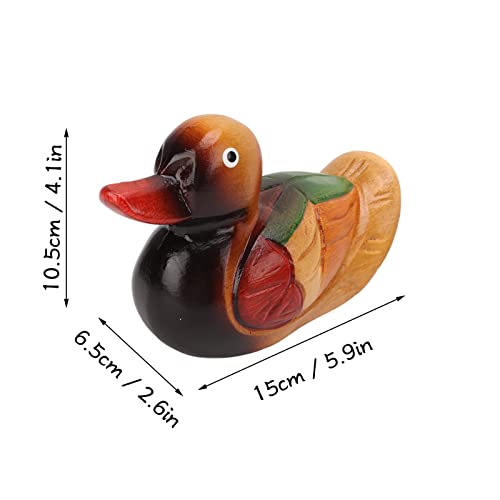 2 st. Mandarin eendenbeeldjes, houten hand geschilderd figuren tuin Bird Ornament Art Beelden voor Outdoor Collectible Decor 3