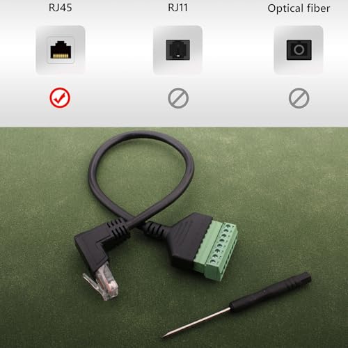 RJ45 Schroef Terminal, Solder Gratis Plug RJ45, RJ45 Ethernet 8P8C Plug to 8 Pin Extender Adapter voor AV CCTV DVR Cat6 Cat5 Inline Coupler (30cm gebogen Upward)