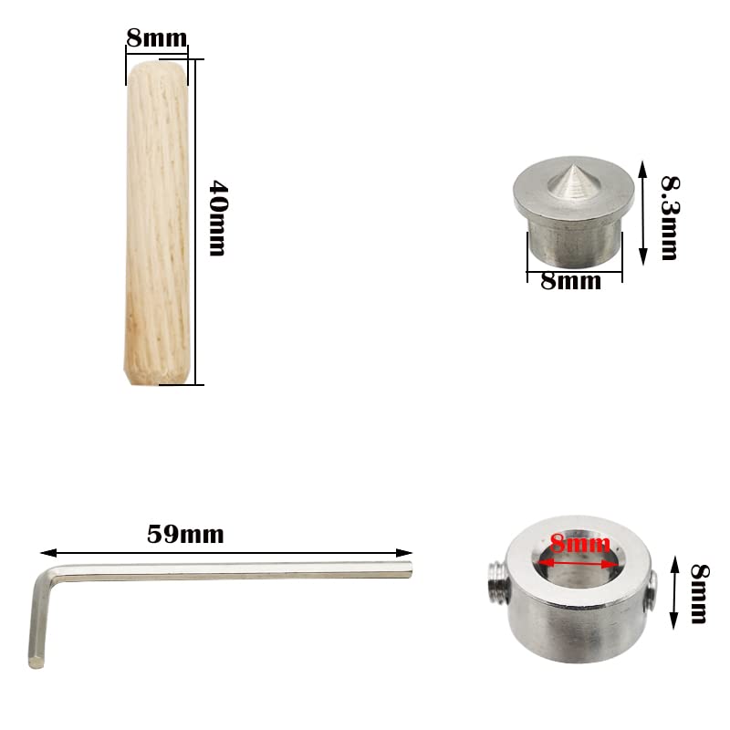 Houten handdoekset, 8 mm, 55 st Houten handdoekspelden, 2 st Dowel Pins Midden en 1 st Drill Diepteplug met Allen sleutel, voor Grooved Grooved Craft, DIY