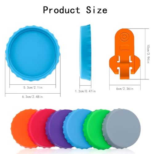 6 st. drank blikjes deksels en 2 st. bier blikjes openers, siliconen drank kan deksels standaard soda bier spaarder kleurrijke dranken kunnen beschermen en morsen-proof drank deksels