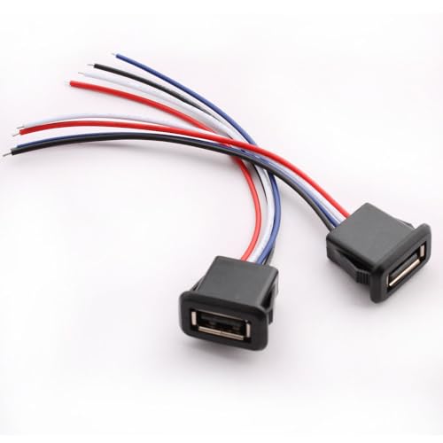 6PCS Flush-gemonteerde USB-A Socket, 4-Wire 4-Pin Micro USB-A Bus Solderen met Snap Nut Gesp 3