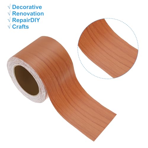 Hout Grain Reparatie Tape, 5cm x 33m, Realistische Textuur Zelfklevende Tape voor vloeren, Deuren, Tafels, Kasten, Bureaus, Cherry Wood, Rood 3