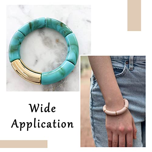 150 st. Gebogen Noodle Tube Kralen Bamboe Armband Armband Dikke Acryl Tube Kralen met Spacer Kralen Elastische Draad voor ketting armbanden sieraden maken 5