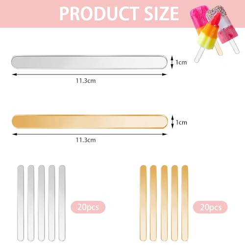40 st. Herbruikbare acryl Cake Sicle Sticks Clear Ice Cream Sticks Snoep Lolly Cake mallen Popsicle Making Accessoires voor zelfgemaakte ijscakes DIY desserts (2 kleuren)