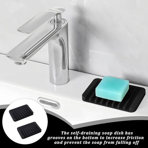 Zeepbakje met afvoer, 2 stuks Siliconen Zeepbakje, Zelf Legende Zeephouder, Zeephouder, Zeepbakje, Basin, voor Badkamer, Keuken, Aanrecht 4