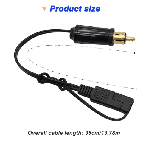 DIN Powerlet Plug to SAE Adapter Jack, 12V-24V SAE Plug to SAE Plug with Dust Protection Extension Cable for BMW Motorcycles (2 Pieces, 35 cm) 3