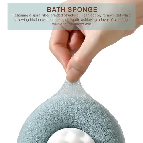 Spons voor douche, 2 stuks, Douche spons, Flower Loop Sponge Roze en Cyaan, Zacht en huidvriendelijk, Geschikt voor Baden en douchen 4