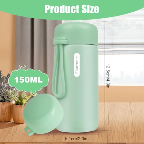 150ml Mini thermische flask, roestvrij staal geïsoleerde waterflessen, dubbele wand vacuüm kleine fles, lekvrije drank fles met handvat voor warme en koude dranken, koffie, sap - Groen