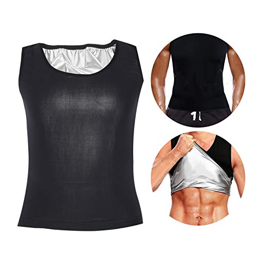 Sweat Vest voor mannen workout Tank bovenlichaam Afslanken Sauna Vest Shapewear gewichtsverlies Sauna Shirt Sweatsuit (2XL/3XL), Zwart, modern