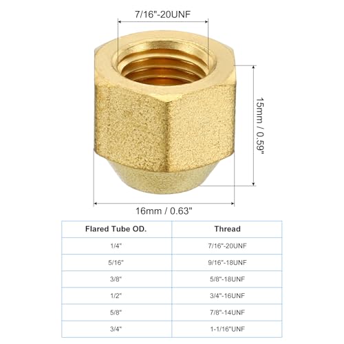 Vrouwelijk 1/4 Inch Messing Afdichtkap, 3 st SAE Verlaagde Pijp Schroef Verbinding 45 Degree Hex Tube Bevestigingen voor Airconditioning Koeling