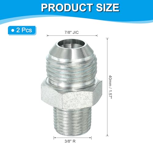 Pijp Adapter Connector 7/8 "Mannelijke 37 ° Flare JIC x 3/8" Mannelijke R Pijp Fitting 2 Stks Olie Feed Restrictor Fitting Hydraulische Connector voor Olie Stoom Water Pijpleidingen Systeem
