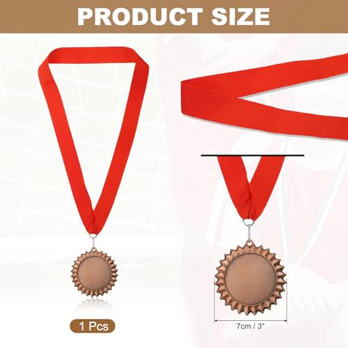 Award medaille, 3e prijs winnaar medaille met rode hals lint 8.5cm brede medaille voor wedstrijden sport bijeenkomsten spelling bijen, brons