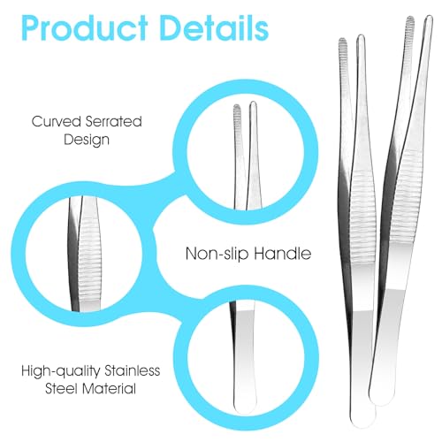 3 stuks Tweezers Tip Roestvrij staal Lange Blunt Tweezers Set met gebogen Getand Tip Professioneel Non-Slip Recht afgeschuind voor sieraden maken DIY 3