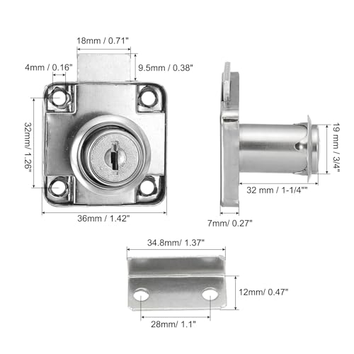 Cilinderkast Cam Lock 1-1/4" (32mm), 2 stuks Sleutels Equal Alloy Steel Tool Box Lock, Veilige Mailbox Locks met sleutels voor het Filing Lade RV-opslag Locks Vervangingsset