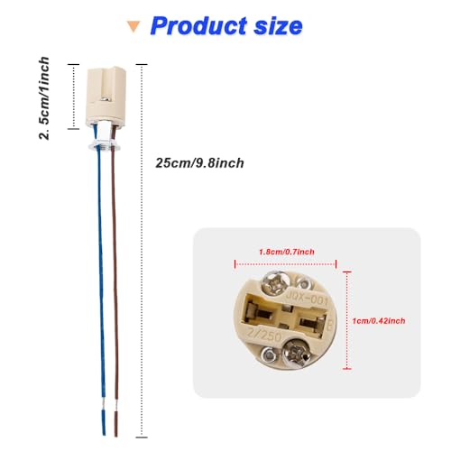 G9 Keramische basis G9 Bi-Pin LED Licht Halogeen kralen Base met Wire Stand LED Veroudering Test Lamp houder met draadaansluitingen (10 stuks, 0.07 m2, 25 cm) 3