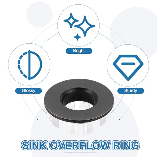 Gootsteen overloop ring, 3 stuks badkamer wastafel overloop afvoer deksel wastafel trim inzetstuk in gat ronde kap voor badkamer keuken gootsteen koper / wit 3