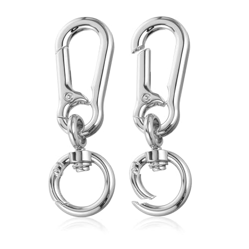 2 Stuks roterende karabijnhaak Metalen karabijnhaak Sleutelhanger met Swivel Joint Silver Removable Lobster sluiting voor DIY handtas, sleutelhanger, ambachten, Purse