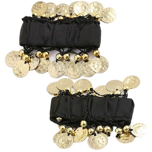 5 Paar Belly Dansen Polsbandjes, Belly Dans Coin armband, Belly Dans Enkelband Accessoires, Geweldig voor Belly Dancer of Oosterse Dancer Dress Up (Vijf kleuren), Blauw Meer, roze, fruit groen, wit, zwart 3