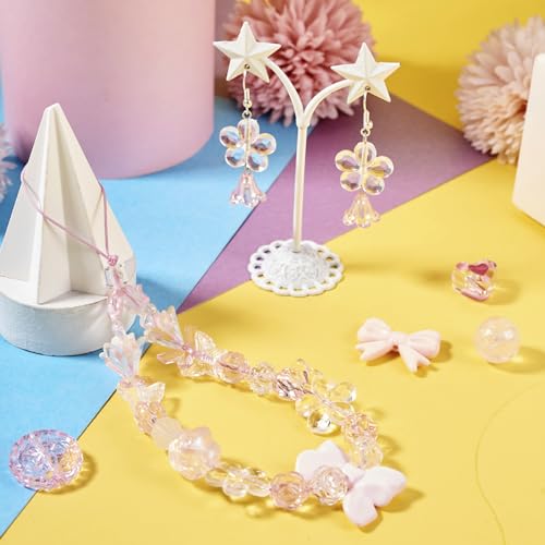 100g Diverse acryl kralen roze hart Bow Bear bloem lose kralen leuke ronde ambachtelijke kralen Bulk voor armband ketting sieraden maken