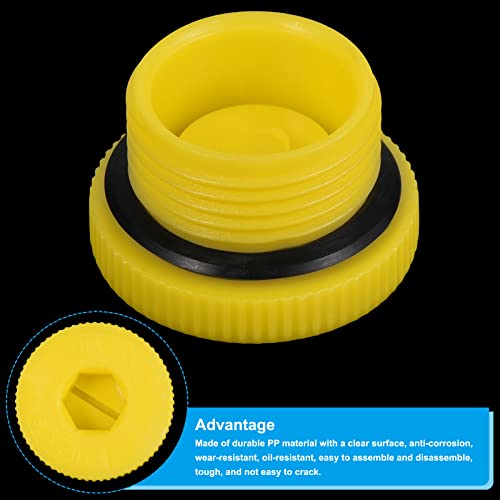 Stoppluggen M22x1.5, 5 Pack PP Plastic Male Threaded Hex Socket Sealing Schroefeindkap, geel 4