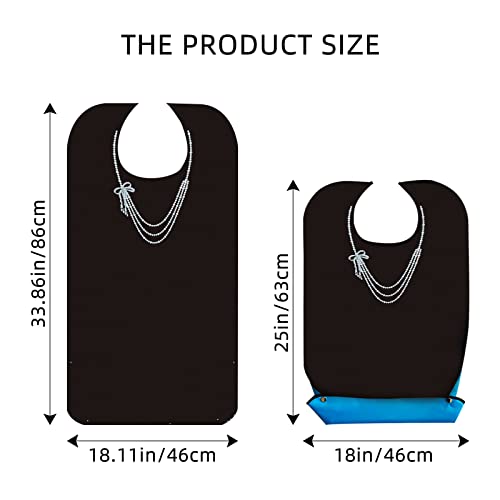 Adult Bibs voor Ouderen Wasbaar, 2 Pack Waterproof en Herbruikbare Adult Bibs voor het eten van Adult Bibs voor Vrouwen, Kerstdiner,, Black 5