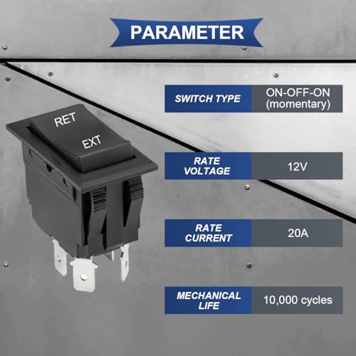 2 stuks Instantane Polariteit achteruitschakelaar, 12V 20A, DPDT, 4 Pin, 3 Posities, ON-OFF-ON RV, Schakelschakelaar, KCD2 Motorschakelaar met Crimp Wire Panel