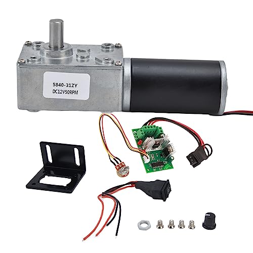 DC 12V Gear Motor en PWM stuurprogramma set, 20-400 RPM Motorserie, snelheidsreductiemotor met 8Mm D-as (50RPM)