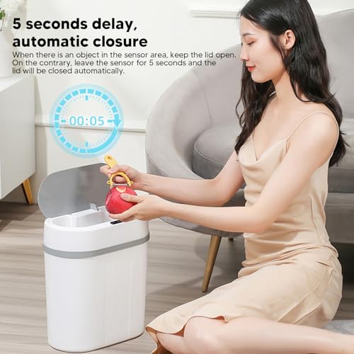 Automatische sensor vuilnisbak 12 Litre Trash Can Motion Sensor voor Hands-Gratis afvalbak, Geschikt voor Slaapkamer, Badkamer, Keuken 4