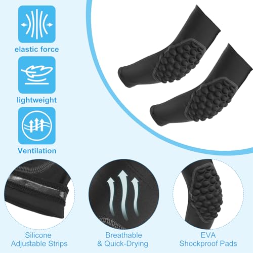 Jeugd Elleboogwachten, 2 Pack Compressie Arm Guards voor Basketbal Sport Baseball Voetbal Volleybal Black Yl 3