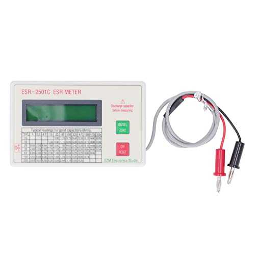 ESER condensator Tester Lichtgewicht Smart Shut-Off functie, DC meting voor kortsluiting, ABS materiaal, ESR 2501C Model, 0-25Ω Meetbereik, geschikt voor capaciteitstests