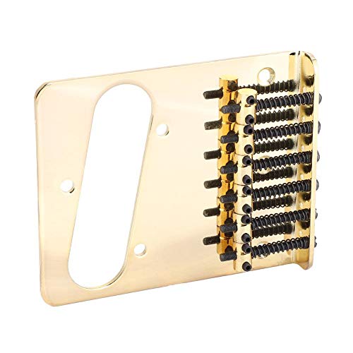Telecaster Gitarrenbr ̈1cke, Metall Gitarrenbr ̈1cke mit Schrauben Schl ̈1ssel f ̈1r TL Tele Telecaster E-Gitarre mit Single Coil Pickup(Gold), Zoals getoond in de foto 5