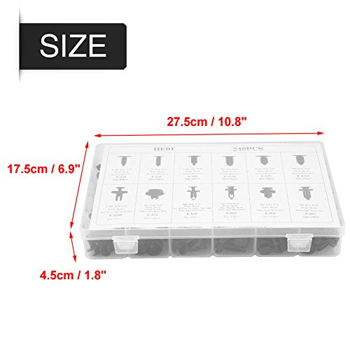 240 stuks 12 maten HE01 auto carrosserie push type clips. Druk bumper clips vaste klem bumper bevestiging clip pin klinknagel trim. Auto plastic assortiment-He01