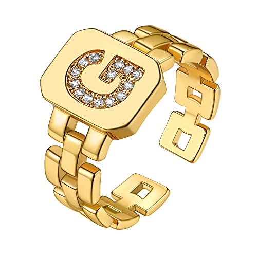 Mannen brief A-Z Roestvrij stalen alfabet ring jongens vinger ketting goud verguld 18K Gift voor echtgenoot vader bruiloft nieuw jaar verjaardag actie, Cubic Zirconia