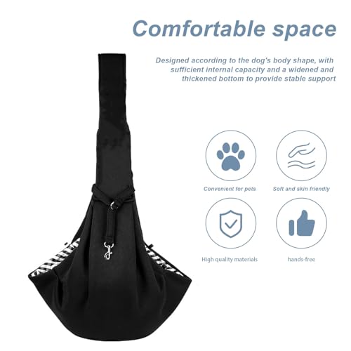Laadvermogen 7,5 kg hondenslinger, kattenslinger met haken en zijzakken, zwarte hondentas, voor het meenemen van huisdieren naar het park, wandelen of winkelen 4
