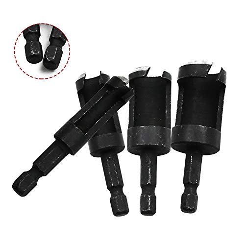 Wood Dowel Cutter Bit Set, Dowel Cutter, Carpenter Drill Bit Hexagon, 4 stuks