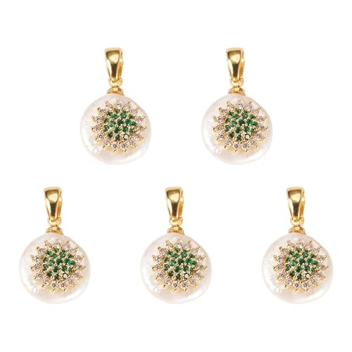 Natural Cultured Parel Hangers Vintage Parel oorbellen Charms met Cubic Zirconia Nuggets met Flower Classic Parel sieraden bedels voor DIY ketting oorbellen