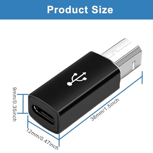 4 stuks USB Type C naar USB B adapter USB C vrouwelijk naar printer mannelijke converter connector ondersteunt datasynchronisatie, voor MIDI, printers, elektrische piano's en synthesizers
